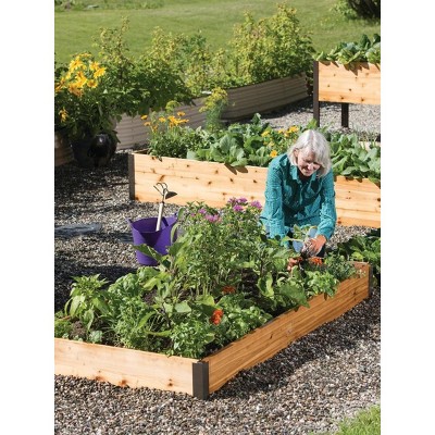 Gardener's Supply Company Cedar Raised Garden Bed | Weather Resistant Outdoor Square Planter Box for Herbs Flowers & Vegetables with Rust-proof