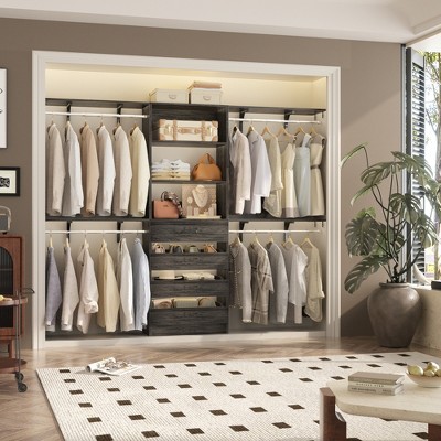 Aheaplus 96'' Closet System with 4 Drawers and Shelves