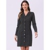 INSPIRE CHIC Women's Winter Long Sleeve Vintage Button Down Denim Shirt Dresses with Belt - 2 of 4