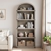 Bookshelf, 5 Shelf Arched Bookcase - 71.65in Tall Wooden Bookshelf, Farmhouse Display Rack for Home Office/Living Room (Rustic Gray) - 2 of 4