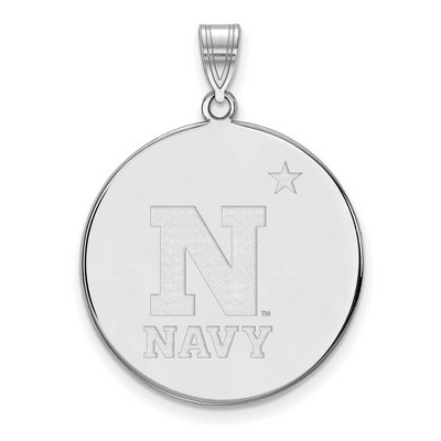 Black Bow Jewelry 14k White Gold Navy Midshipmen NCAA Extra Large Pendant
