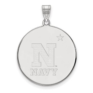 Black Bow Jewelry 14k White Gold Navy Midshipmen NCAA Extra Large Pendant - 1 of 3