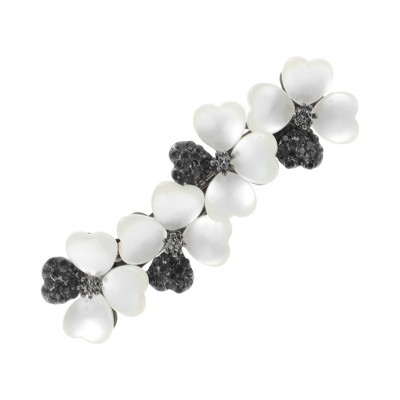 Unique Bargains Freesia Flower French Barrette Hair Clips Dark Blue White 1 Pc