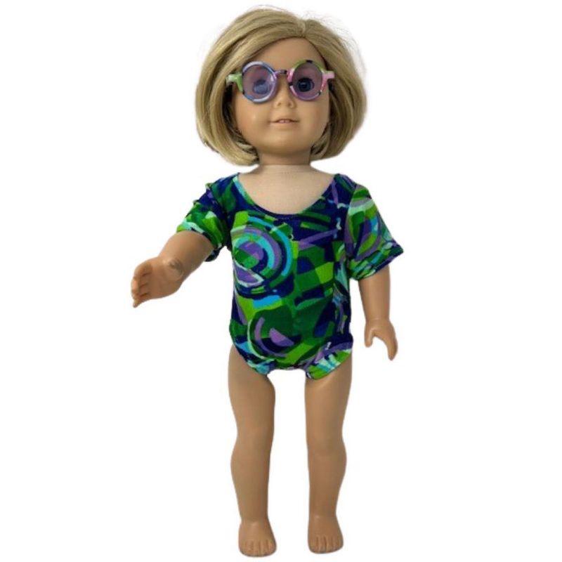 Doll Clothes Superstore Bathing Suit With Sunglasses Fits 18 Inch Girl Dolls Like American Girl Our Generation My Life Dolls, 3 of 5