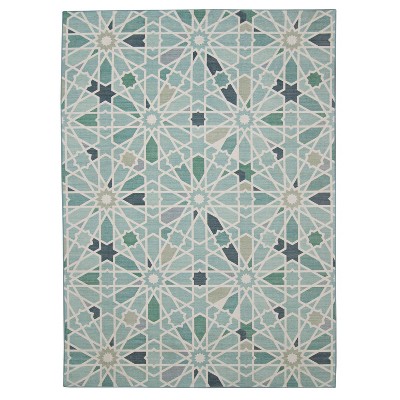 Lanark Washable Outdoor Rug Green/Ivory - Linon