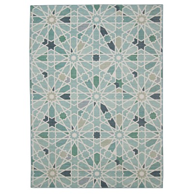 2'x3' Maldon Washable Outdoor Rug Ivory/Blue - Linon