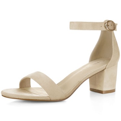 Allegra K Women's Open Toe Block Ankle Strap Heel Beige 7 : Target