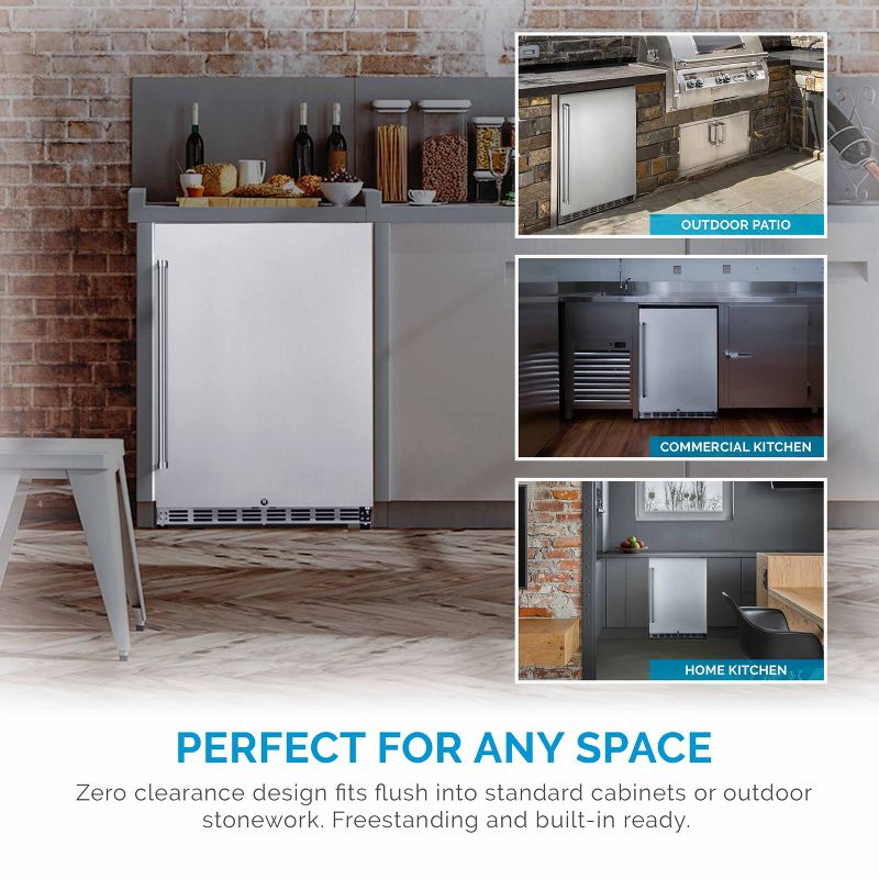 Newair 24" 5.3 Cu. Ft. Commercial Stainless Steel Built-in Beverage Refrigerator, Steel Interior, Weatherproof and Outdoor Rated, ENERGY STAR, 3 of 17