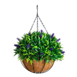 Nearly Natural 18-in UV Resistant Artificial Lavender Hanging Basket (Indoor/Outdoor) - 1 of 1