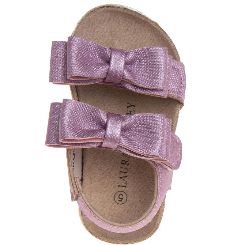 Laura Ashley Girls Footbed Hook and Loop Toddler Sandals, 3 of 5