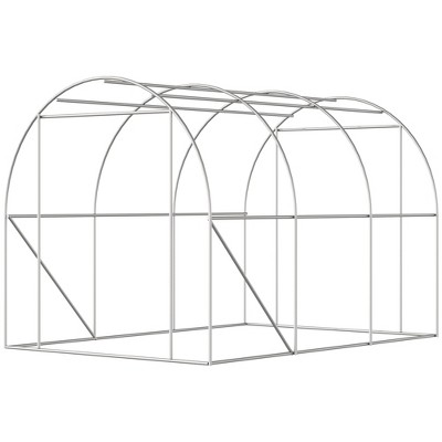 Outsunny Large White Steel Frame Walk-In Tunnel Greenhouse