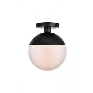 Elegant Lighting Eclipse 1 Light Black Flush Mount With Frosted White Glass - 1 of 4