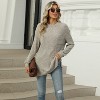 Womens Round Neck Long Sleeve Loose Fit Pocket Detail Split Hem Knit Top - 3 of 4