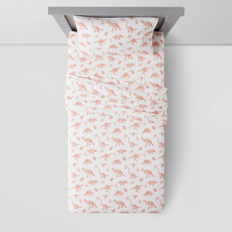 Dinosaur Cotton Kids' Sheet Set Pink - Pillowfort™, 3 of 5