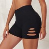 Anna-Kaci Active Women's High Waist Cutout Detail Compression Shorts with Seamless Design - 3 of 4