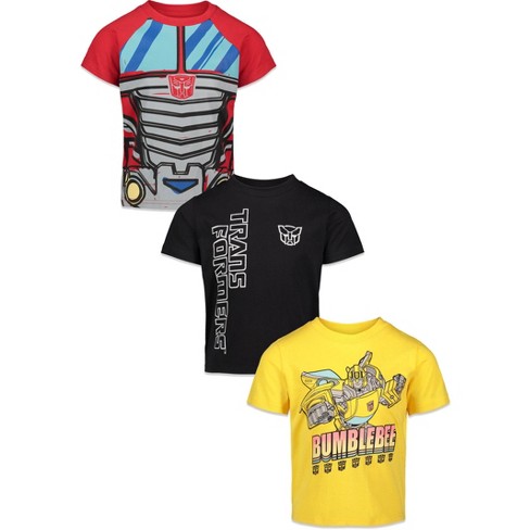 Transformers Optimus Prime Bumblebee Megatron Big Boys 3 Pack Graphic  T-Shirts Red/Yellow/Black 10-12