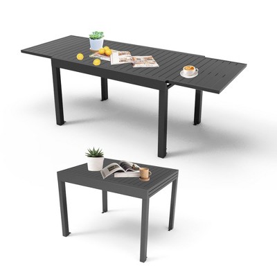 35in.- 71in.  Aluminum Patio Extendable Dining Table for 4-6 Person Garden Lawn Porch Bistro Furniture in Dark-Brown