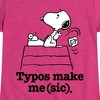 Girls' - Peanuts - Snoopy Typos Make Me Sic Fitted Short Sleeve Graphic T-Shirt - 2 of 4