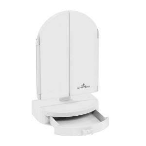 Impressions Vanity Darling Arch Trifold LED Tri-Tone Makeup Mirror With Drawer - 1 of 4