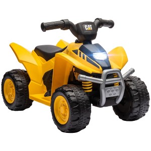 Qaba CAT Licensed Kids ATV, 6V Four-Wheeler for Kids, Electric Ride on ATV with Horn, LED Headlights, Single-Button Start for 18-36 Months, Yellow - 1 of 4