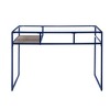 Royal Hampton Rectangular Glass Top Desk with Open Compartment and Sled Base, Blue - 4 of 4