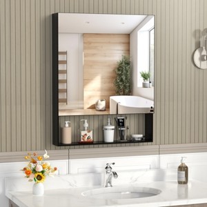 Racxily Medicine Cabinet with Mirror, Wall Mounted Bathroom Storage with Adjustable Shelves & Aluminum Frame - 1 of 4