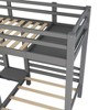 PAGED Queen over Queen Bunk Bed Modern Simple Wooden Bed Frame with 6 Lockers, Sockets, Guardrail and Ladder for Bedroom - 3 of 4