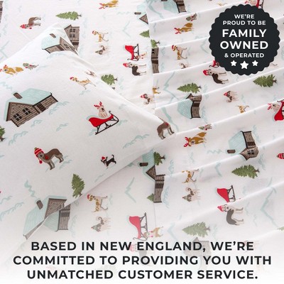 Twin Gray Cotton Flannel Holiday Print Sheet Set