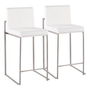 Contemporary High Back Counter Stool with Padded Seat and Backrest (Set of 2) for Kitchen, Counter, or Dining Area - 1 of 4