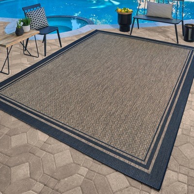 Havana Black Rectangular Synthetic Flatweave Indoor/Outdoor Rug