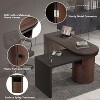 56.92" Modern L Shaped Desk in Walnut with 1 Cabinet and Open storage,360° Wood Rotating Desk,Executive Office Desk,Corner Desk-Maison Boucle - 2 of 4