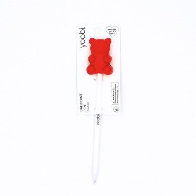 Yoobi Ballpoint Pen Red Squishy Gummy Bear Black Ink: Cute 1.0mm Art Stationery & Office Pen
