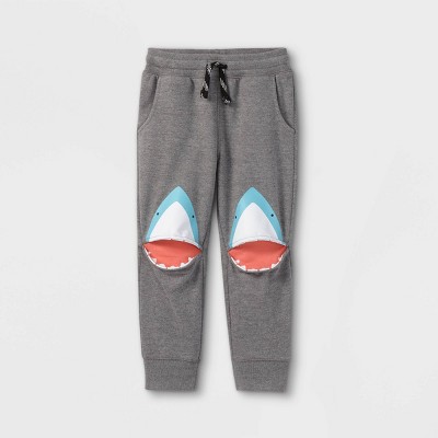 Toddler Boys' Shark Knee French Terry Pull-On Jogger Pants - Cat & Jack™ Gray