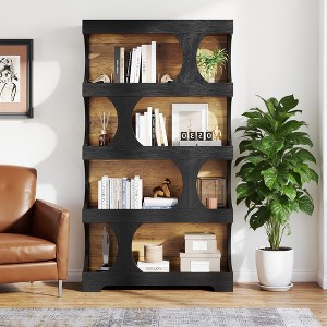 MAYEERTY 71" Bookshelf, 4-Tier S-Shaped Bookcase Freestanding Display Shelves - 1 of 4