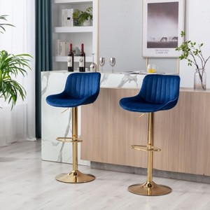 Sapphtopaz 2PCS Bar Stools Height Adjustable Chair Swivel Counter Height Bar Stools with Chrome Leg Barstools for Kitchen Island, Dining Room - 1 of 4