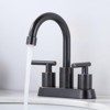 WOWOW 4 in. Centerset Double Handle High Arc Bathroom Faucet with Drain Kit Included - 3 of 4