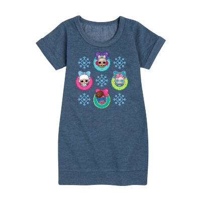 - Lol Surprise! - Snowflake Wreath Graphic Short Sleeve Fleece Dress