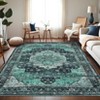 Vintage Washable Floral Medallion Large Rugs for Bedroom Living Room, Non Slip Retro Accent Floor Carpet for Home Office - 2 of 4