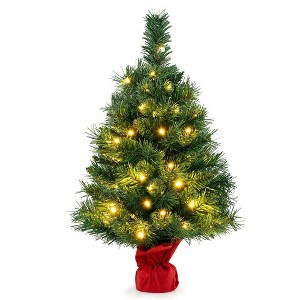 Resenkos 24-Inch Tabletop Pre-Lit Mini Christmas Tree for Small Spaces - Green - 1 of 4