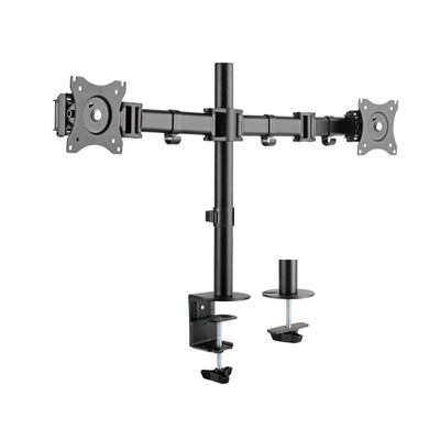 Black Dual Monitor Adjustable Metal Desk Mount