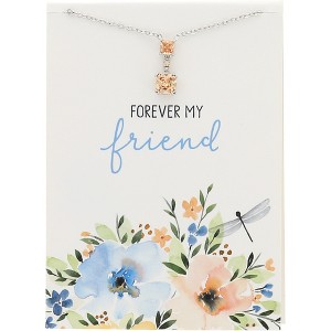 Pavilion Gift Company - Friend Light Champagne - 16.5"-18.5" White Gold Plated Necklace with Cubic Zirconia Stones - Necklaces - 1 of 4