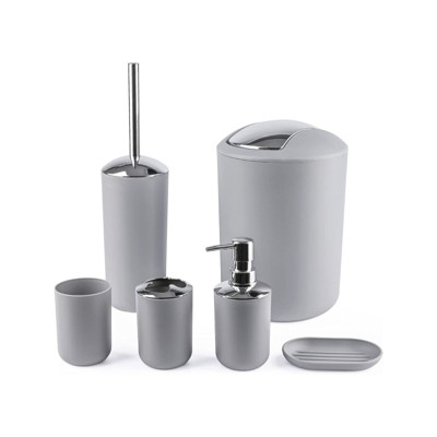 Hush Sun Gray Durable Plastic Bathroom Accessory Set