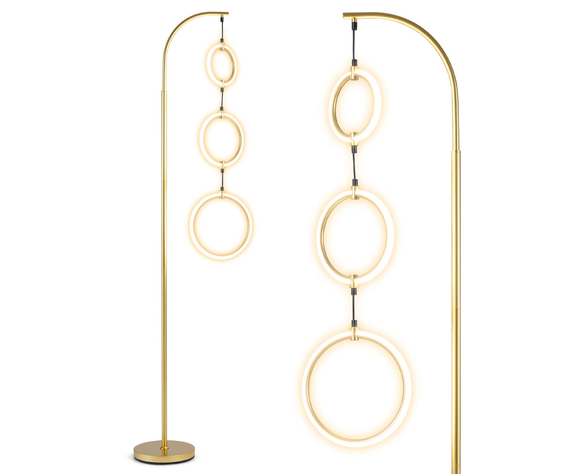 Costway 3-Circle Dimmable LED Floor Lamp with Foot Pedal Switch and 3 Color Temperatures