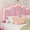 2-Pieces Bedroom Sets, Full Size Flower-Shaped Upholstered Led Platform Bed, Storage Bench For Organized Spaces-Cuddlewood - 3 of 4