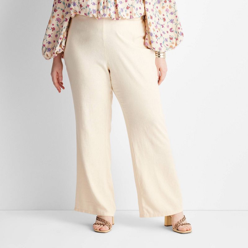 Women's High-Rise Linen Flare Pants - Future Collective™ with Jenny K. Lopez Cream, 1 of 5