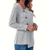 Women's Long Sleeve Shirts Blouse Button Detail V Neck Casual Workout Tees Fall Top Tunic - 3 of 4