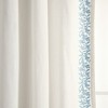 Luxury Modern Flower Linen Like Embroidery Border Window Curtain Panel Off White/Blue Single 52X84 - 3 of 4