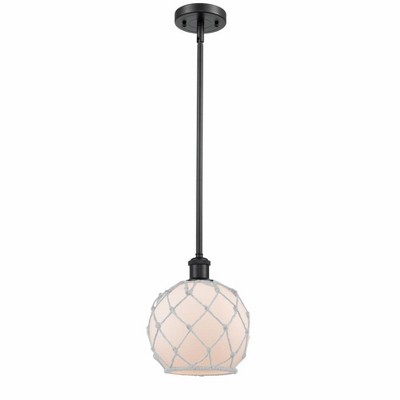 Farmhouse Rope - 1 Light Stem Hung Mini Pendant In Industrial Style-10 Inches Tall and 8 Inches Wide