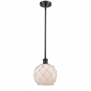 Farmhouse Rope - 1 Light Stem Hung Mini Pendant In Industrial Style-10 Inches Tall and 8 Inches Wide - 1 of 1
