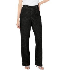 Roaman's Women's Plus Size Comfort Stretch Wide Leg Jean - 1 of 4